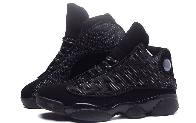 Nike Air Jordan 13 Retro Black/Grey, черные с серым, замша, текстиль, мужские