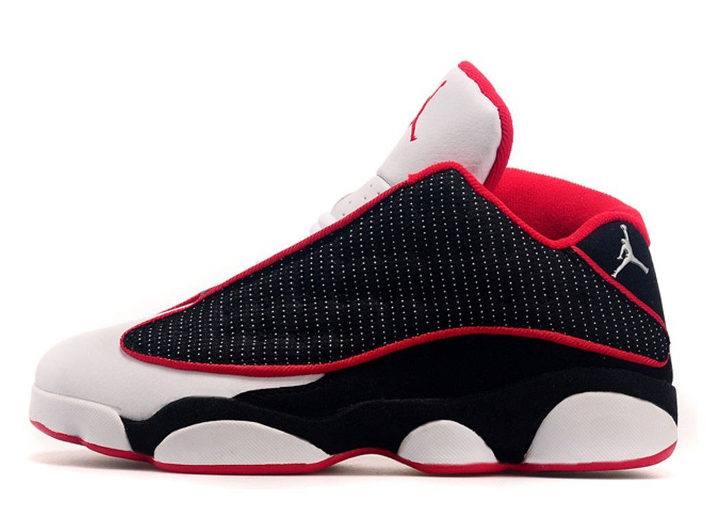 Nike Air Jordan 13 Retro, черный с белым и красным, текстиль, кожа, мужские