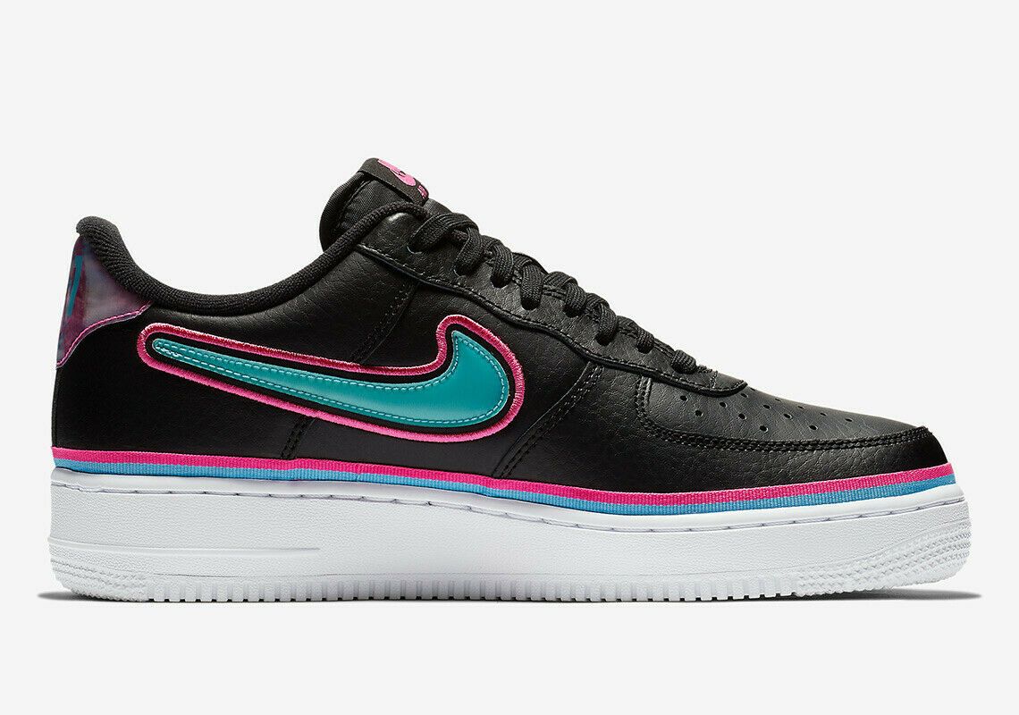 Nike Air Force 1 '07 LV8 Sport NBA Black/Violet, черный, синий, кожа, мужские
